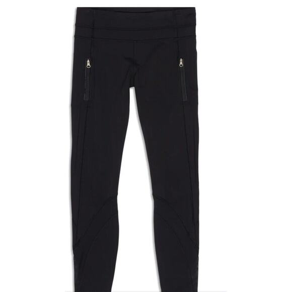 Lululemon Inspire Leggings Womens Size 6 Black Mesh Leg Yoga Athletic Leisure - Picture 5 of 15